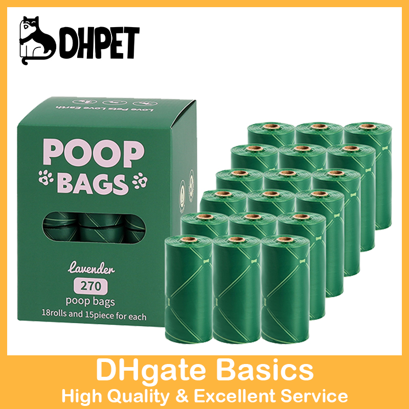 DHPET Dog Poop Bags Rolls Compo-stable 100% Leak Proof Dog Waste Bags Strong Trash Bags Dog Bags Scented Dog Feces Bags Trash Bags 270 Bags 18 Pack of