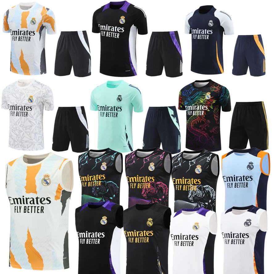 2025 RealS MadridS MBAPPE Tracksuits short sleeve vest 25 26 New style Madrids BENZEMA football training suit chandal futbol surveyement Sweatshirt