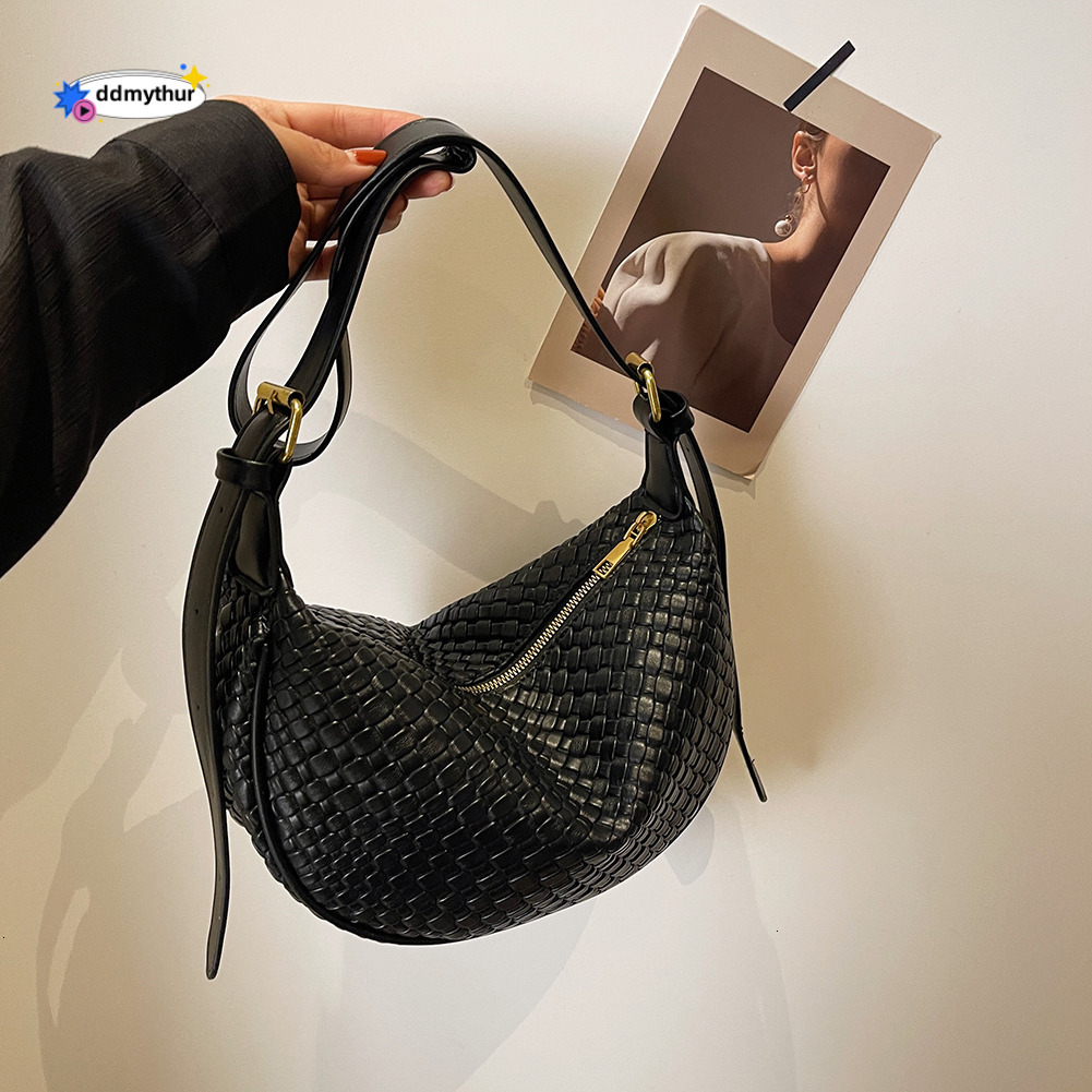 Women Daily Adjustable Strap Woven Simple Hobo Solid Color Stylish Shoulder Shopping Bag H7.3#17 ddmythur