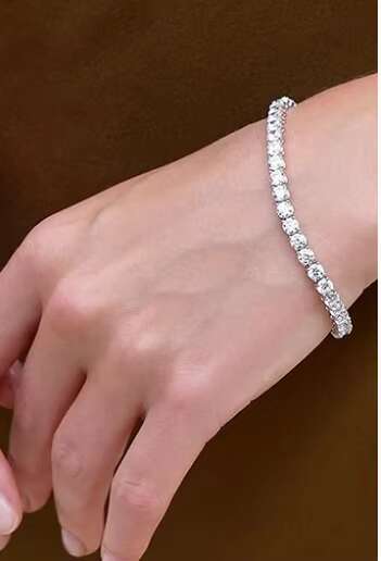 Necklace Solid Sterg Sier Iced Out VVS Moissanite Tennis Bracelet