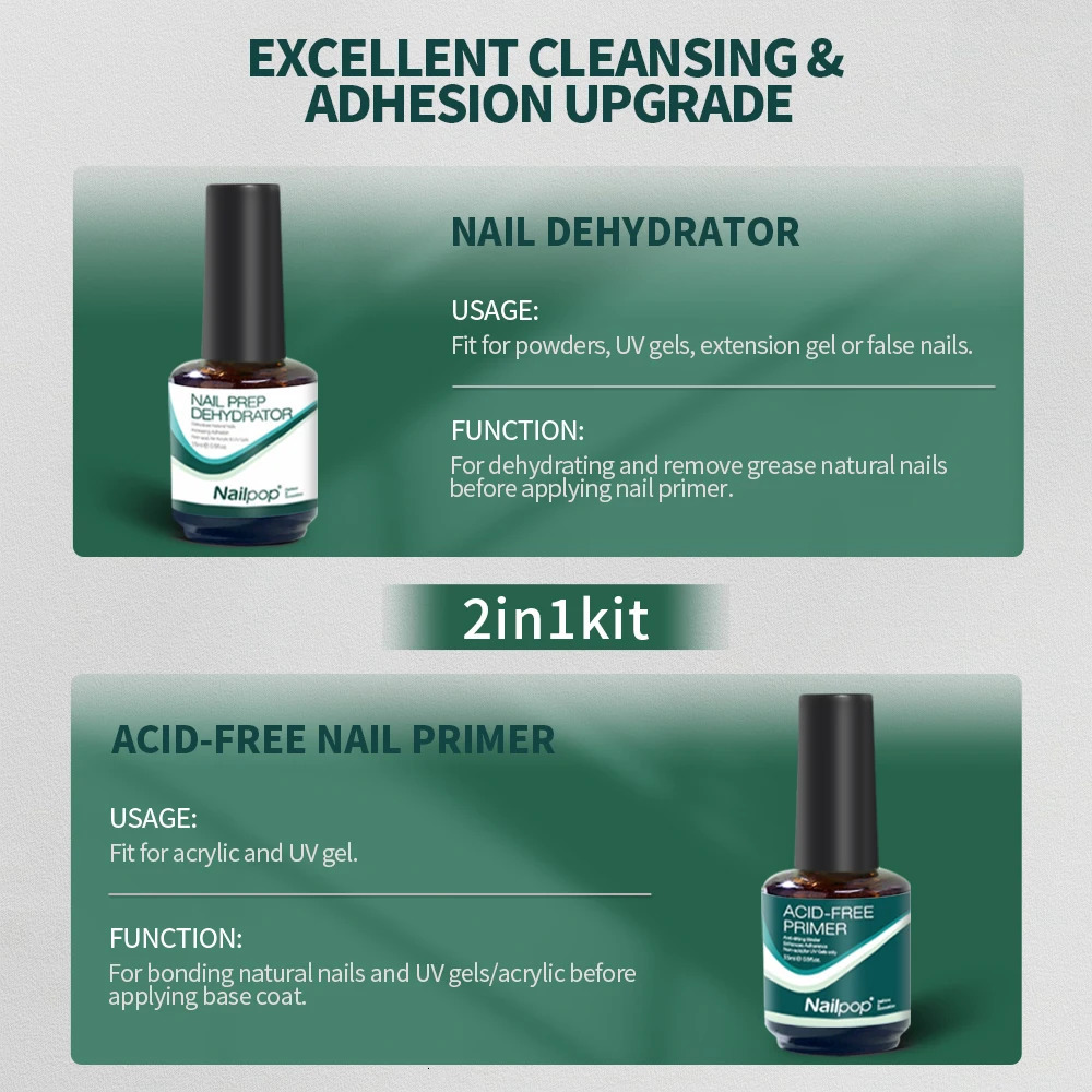 Nail Dehydrator and Primer Acid Free Natural Nail Prep Dehydrate Bond Primer Bonding Polish Soft Nails Tips Gel Nail Supplies 250319