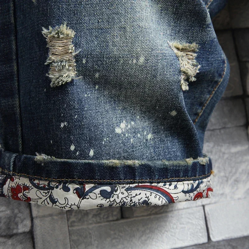 Summer Thin Mens Ripped Short Jeans Streetwear Loose Straight Casual Denim Shorts Hip Hop Street Male Clothing 250312