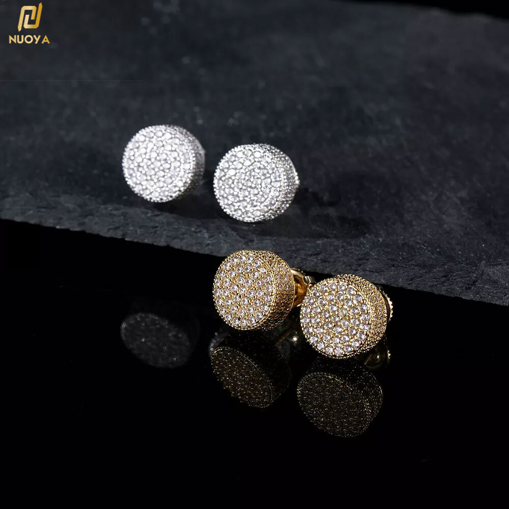 Hip Hop Jewelry Earrings Full Pave 3A Cubic Zirconia Flat Cylindrical Screw Back Earrings High-End Luxury WomenS Earrings VVVVS