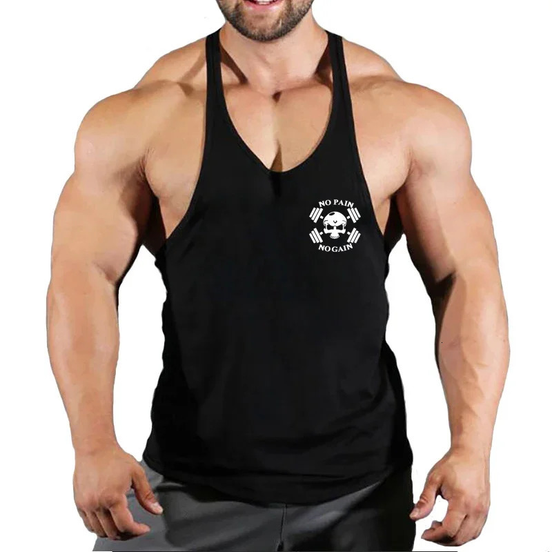 Mens vest with letter pattern Fitness top vest suspenders casual sleeveless sports top mens vest fitness clothes loose fitness 250320