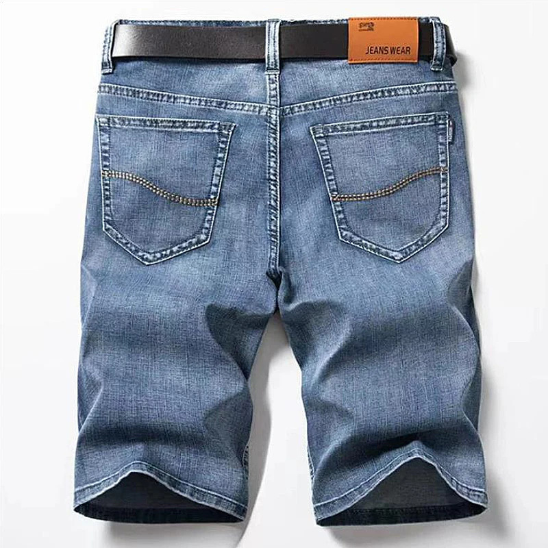 Classic denim shorts for men in summer straight leg long casual slim fit solid color fashionable mid length pants 250312
