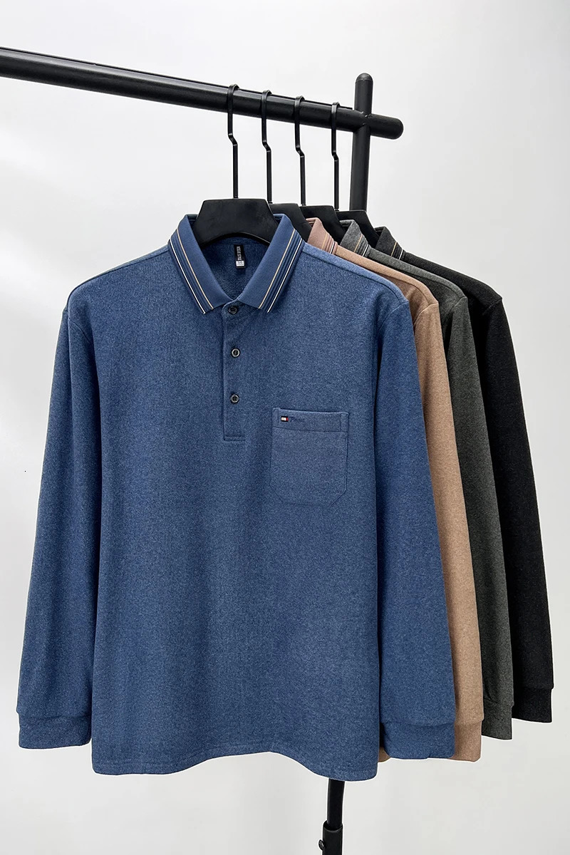 High quality long sleeve mens polo shirt autumn style pocket embroidery highend n clothing comfortable casual Tshirt 250320