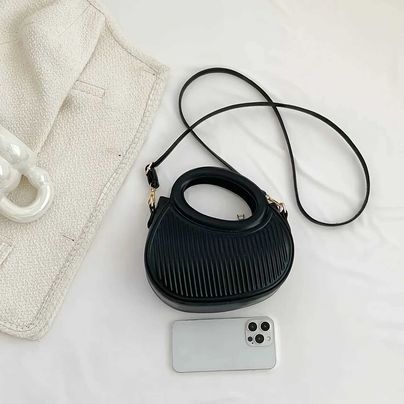 Fashionable striped design womens cross body bag elegant synthetic leather handbag wallet luxurious appearance shoulder bag suitable for daily use Y25