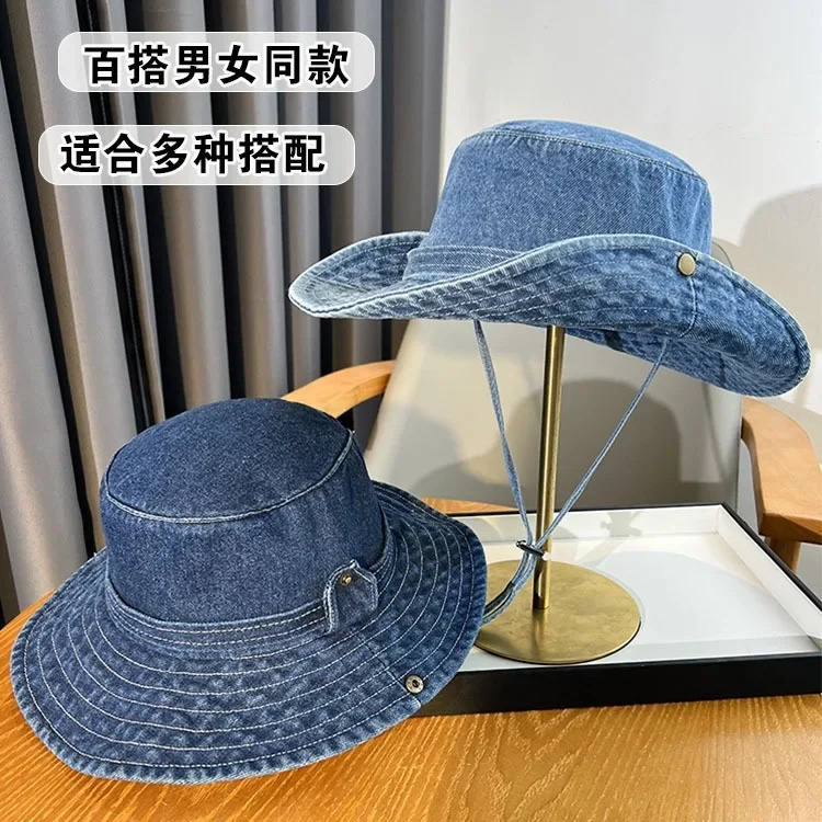 Retro washed casual fisherman hat for women Japanese Western cowboy outdoor mountain hat 250320