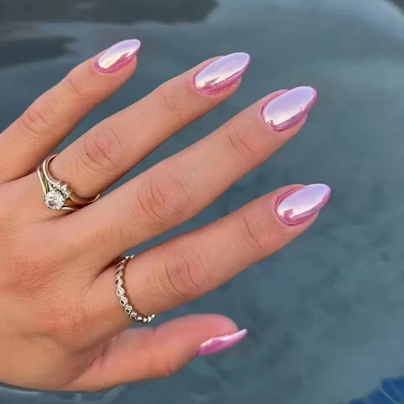 24Pcs Simple Wine Red Fake Nail with Glue Mid-length Almond Press on False Nails Wearable Round Head Oval Full Cover Nail Tips 250319