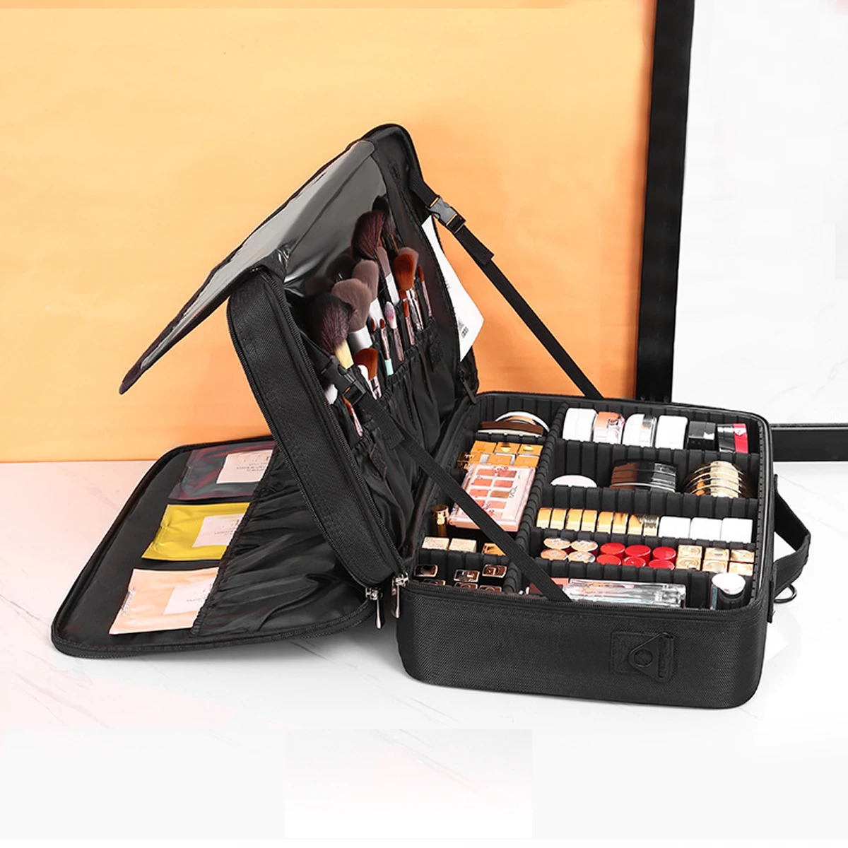 Three layer makeup box large waterproof Oxford cloth mannequin makeup toolbox travel underwear storage box 250320