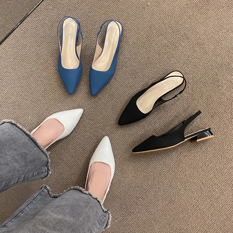 Big girls pointed toe womens high heel slippers spring and summer sexy highheeled shoes suede simple sandals 250321BJ