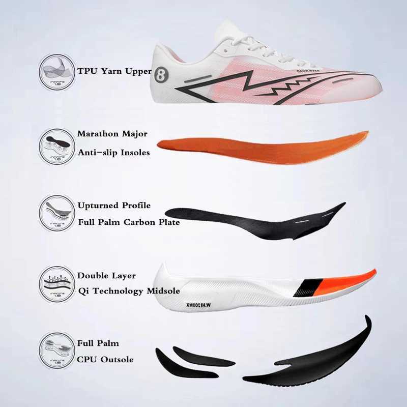 Mens Sports Shoes Fl Palm Carbon Plate Running Shoes Mens and Wen Marathon Racing Shock-absorbing Athletics Training Shoes Y250320