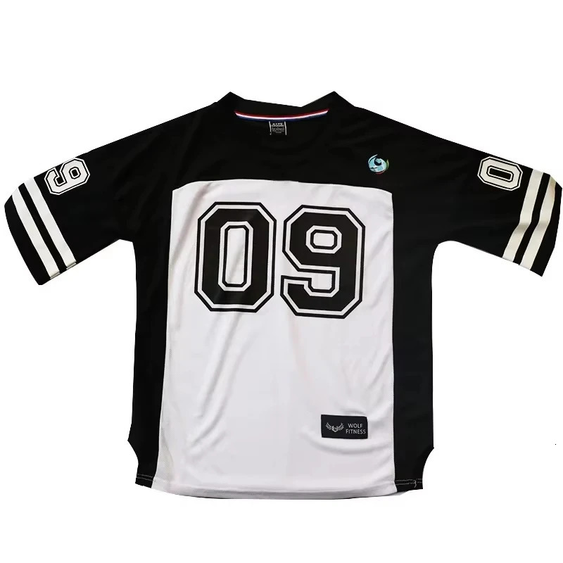 Summer Mens Football Sports Breathable Comfortable Loose TShirt Hip Hop Style Fitness Quick Drying Splicing Short Sleeve 250312