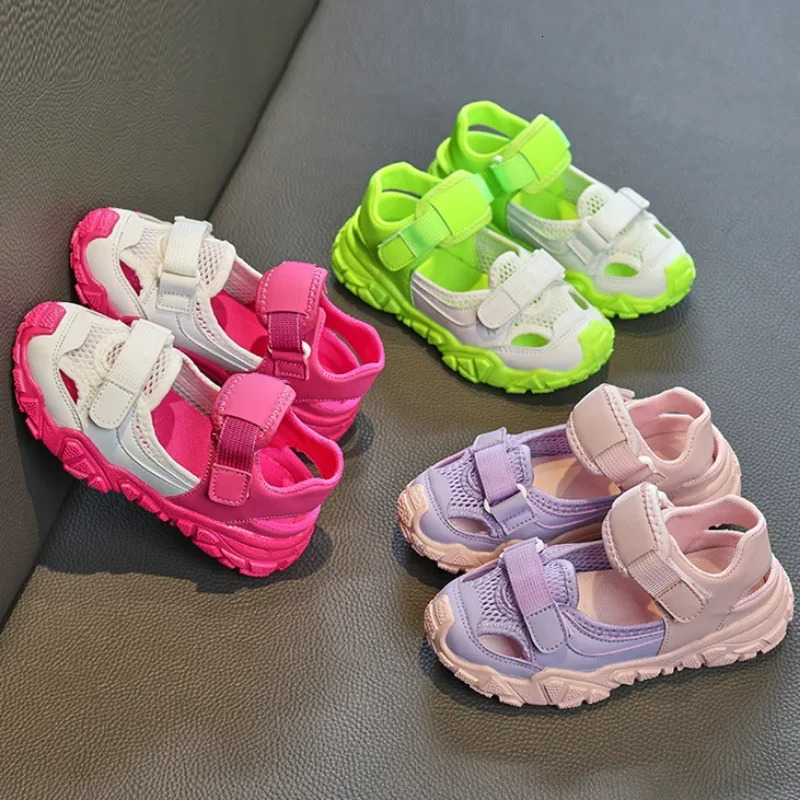 Children Sport Sandals for Girls Mesh Breathable Boys Sneaker Casual Beach Shoes Fashion Hollow Out Nonslip Flat Tenni 250304