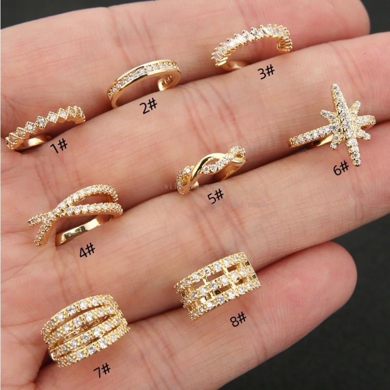 U Shape Cubic Zirconia Diamond Earrings Gold Cartilage Earring Ear Cuff Designer Jewelry for Woman Girls Gift Delicate Jewellry