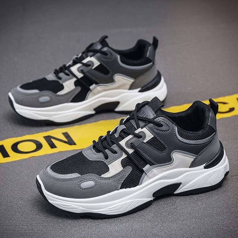 Men's fashion sports casual breathable four seasons soft soled comfortable outdoor running shoes student lace up sneakers