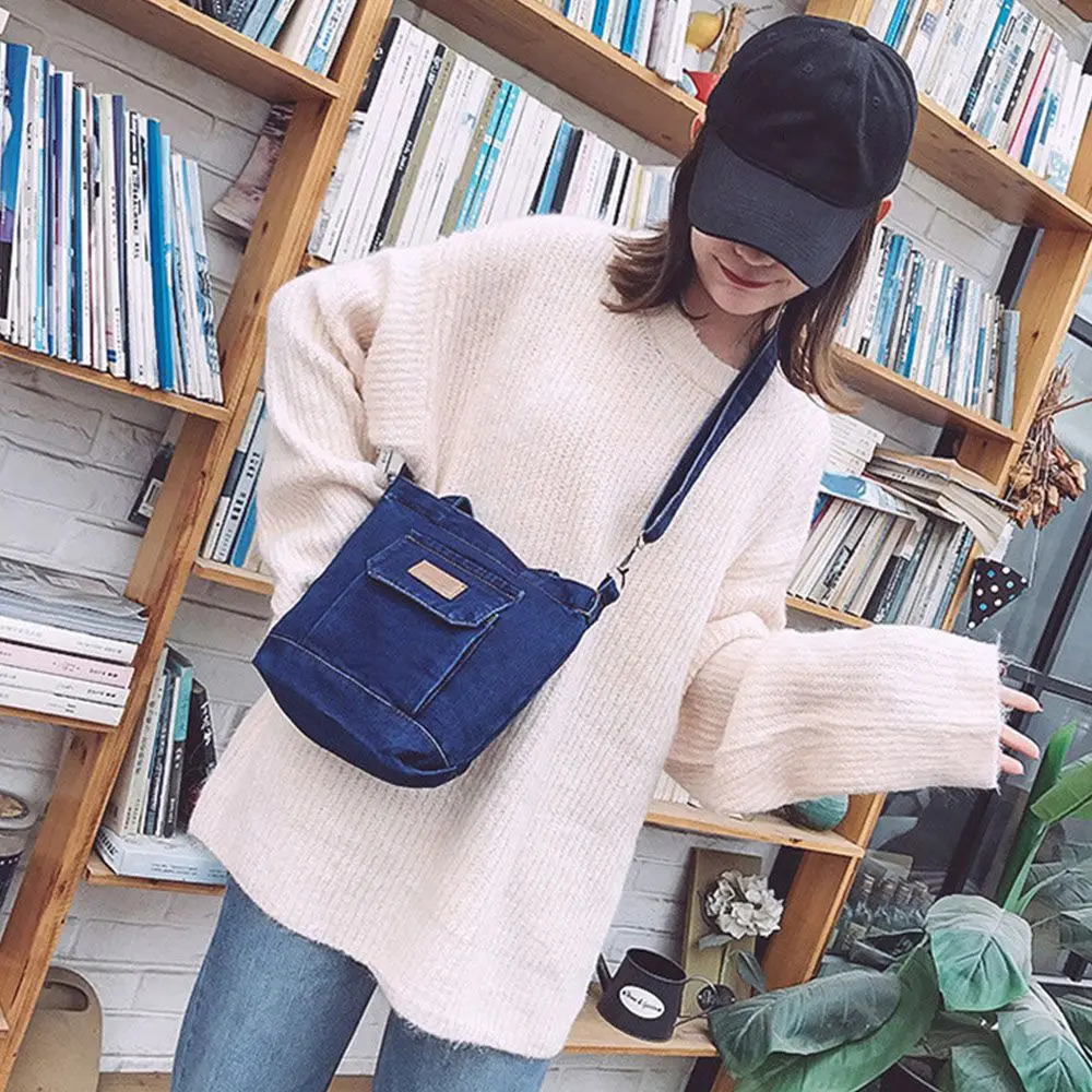 Cowboy jeans shoulder bag cool girl handbag fashionable cross shaped 250317