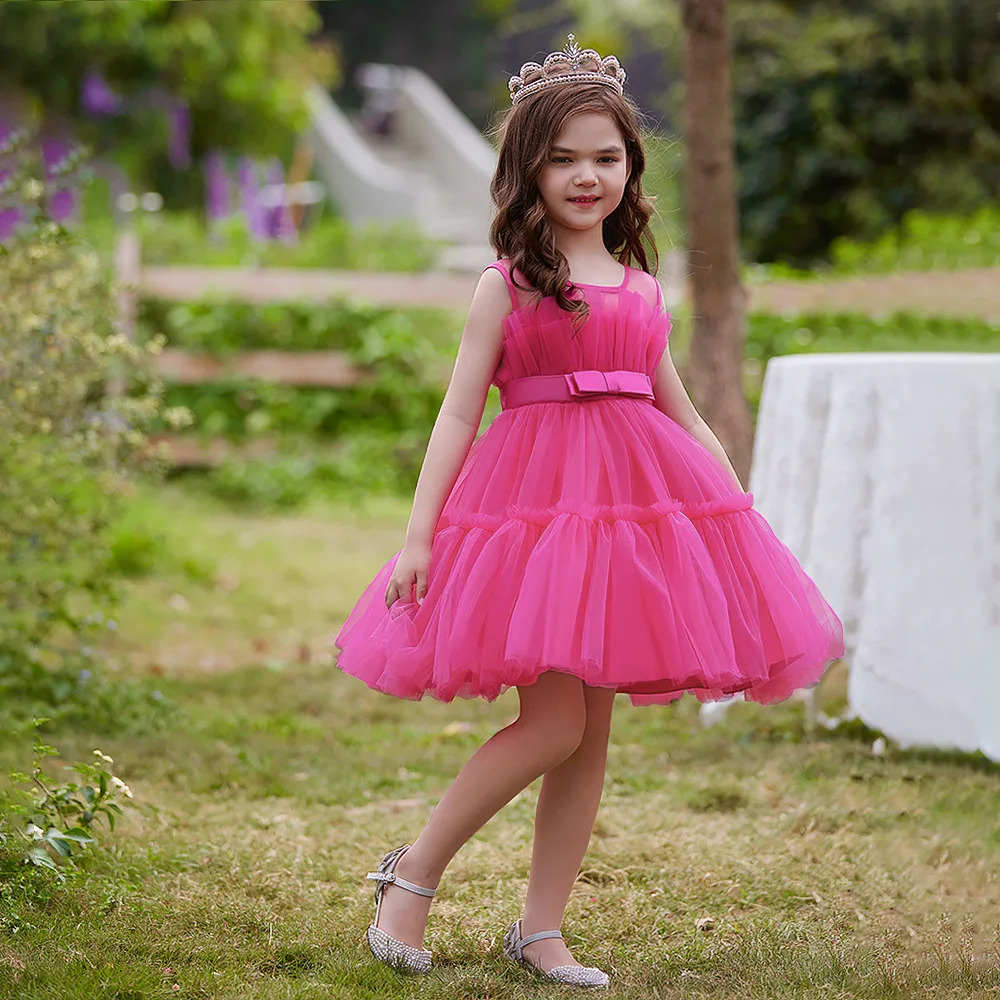 Kids Party Formal Evening Dresses Elegant Party Dresses For Girls Dresses With Trailing Detachable Princess Dress R250424