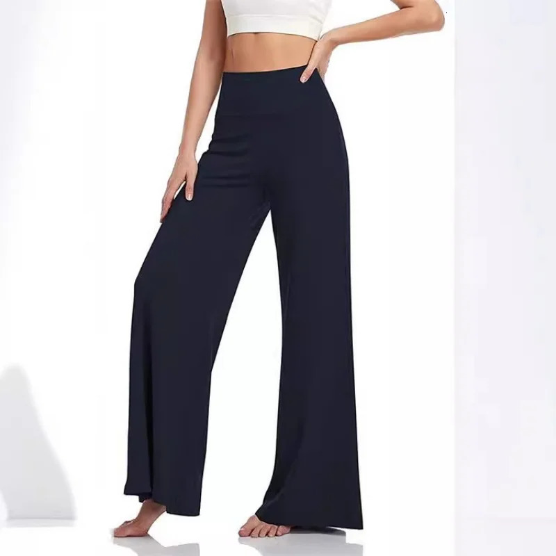 Fashionable womens oversized luggage pants elegant solid elastic waist straight basic casual loose office Trouser 250320