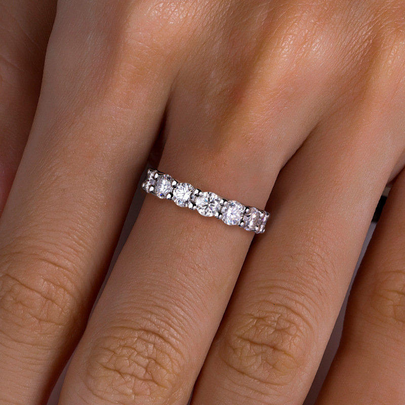 4mm luxury full circle moissanite full diamond womens ring 925 sterling silver jewelry
