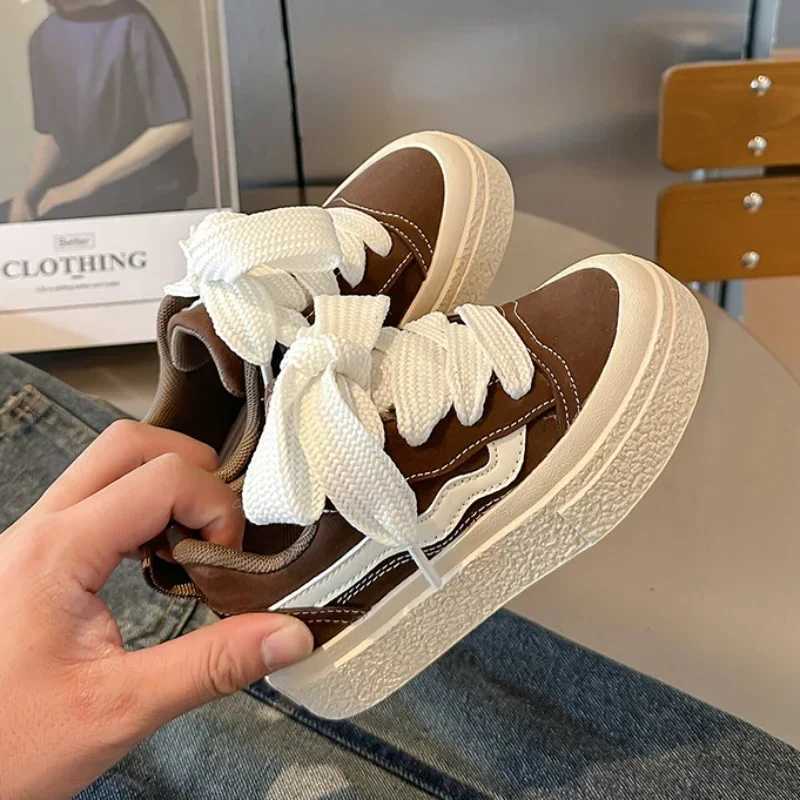 Children Striped Canvas Shoes Performance Shoes for Boys Toddler Girls Thick Bottom Platform Shoes Tennis 6-14 Y Spring AutumnT250321