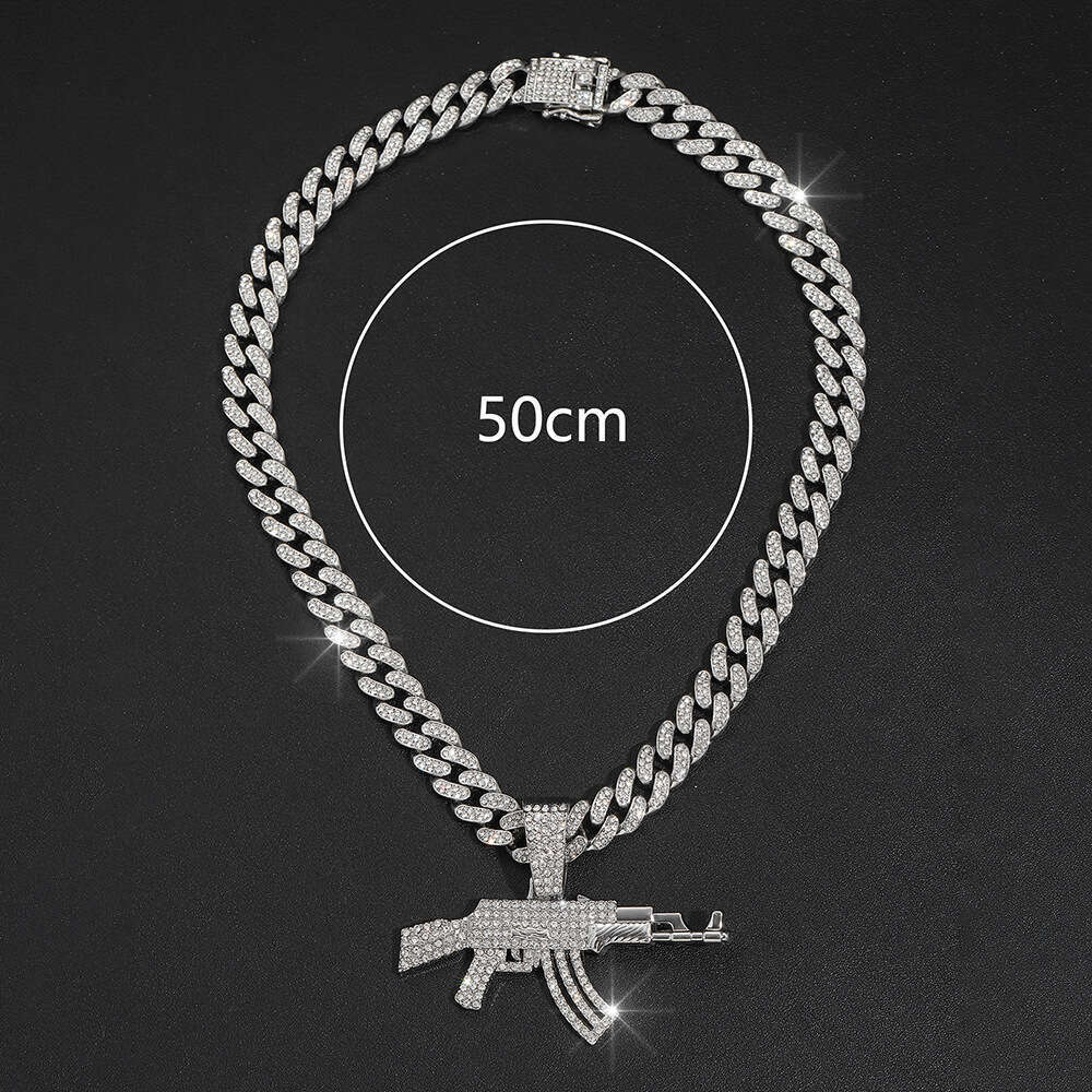 Alloy game peripherals AK subhine gun Cuban firearms necklace men's hip-hop style sweater chain