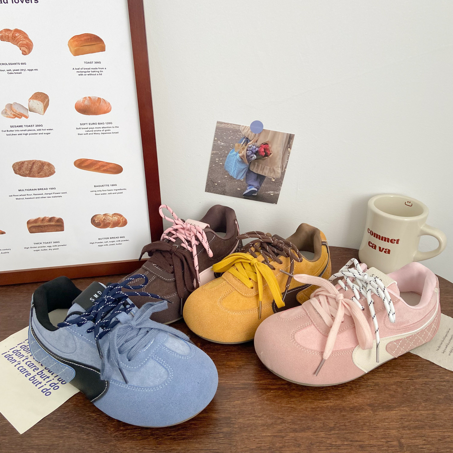 2025 new pink German training board ugly cute spring new unique niche puff bread shoes designer fashion ballet white shoes