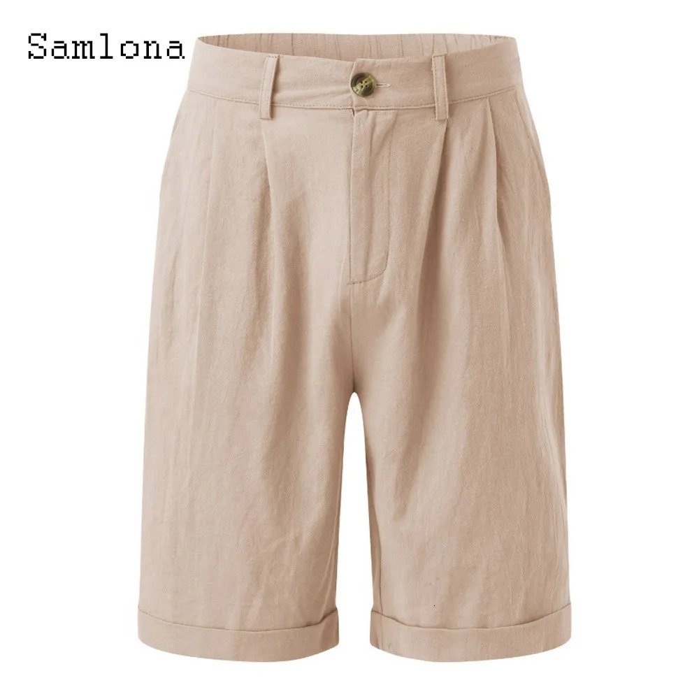 America and Europe Style Casual Linen Beach Shorts Mens Stand Pocket Classic Basic Shorts Khaki White Soft Half Pants 250320