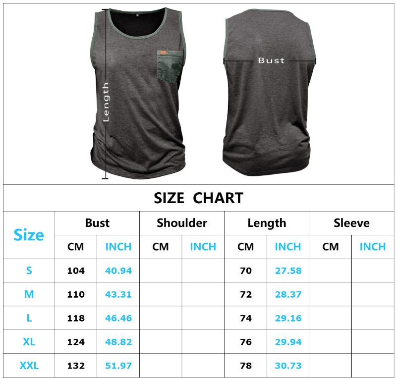 6 Color Summer T-Shirts Men's Sleeveless Printed Vest Loose Pocket Fitness Sports Top Polyester Dark Grey Green Tees XXL