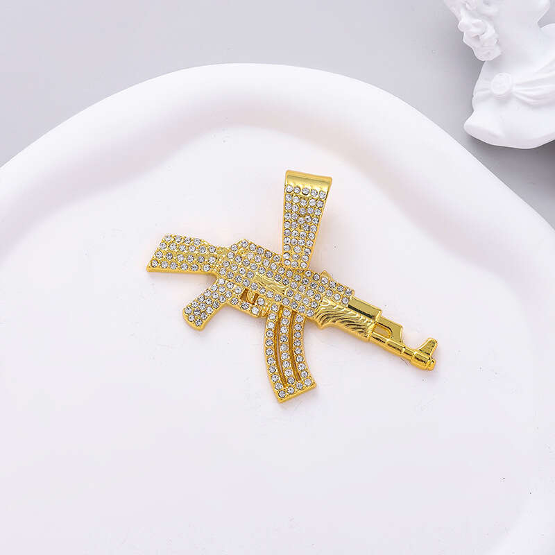Alloy game peripherals AK subhine gun Cuban firearms necklace men's hip-hop style sweater chain