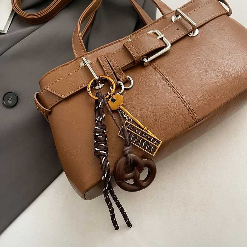 Belt Design Underarm Shoulder Bags For Women Quality PU Pure Color Armpit Bag With Pendant 2024 Latest Luxury Designer Handbags Y250320
