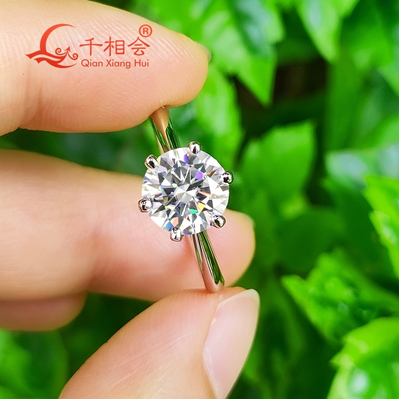 0.5ct 1ct 2ct 3ct round solitaire Ring Band 925 Sterling Silver D Moissanite Diamond women Ring Jewelry gift dating wedding GRA