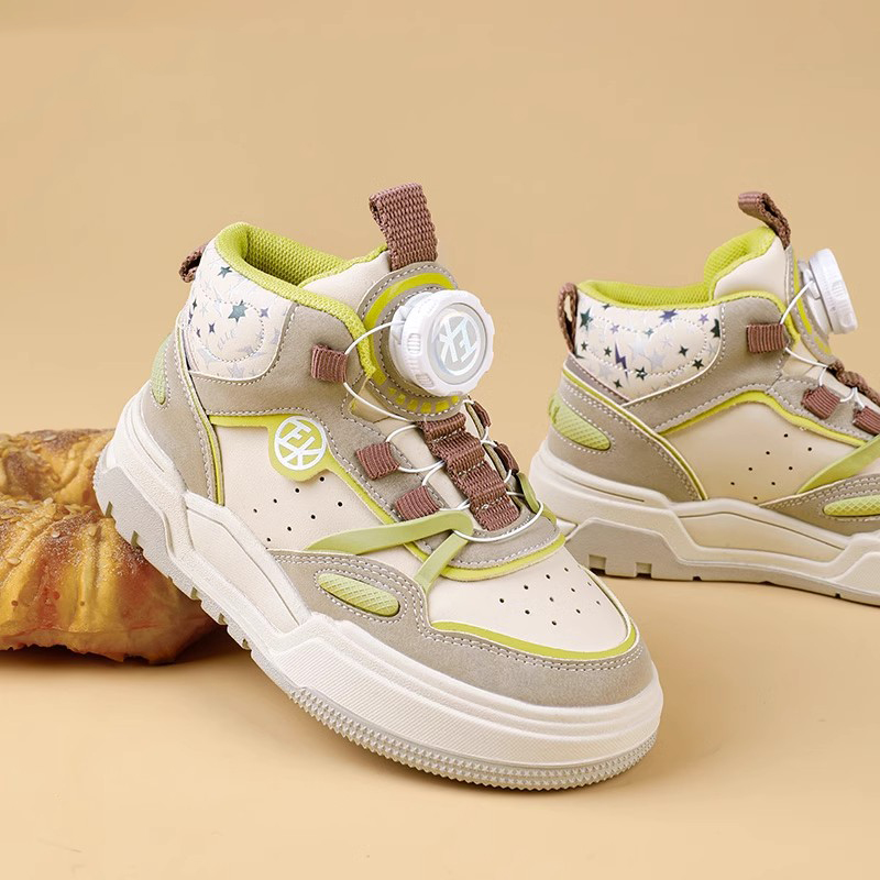 Ariaca High Top Boys Board Shoes Soft Sole Knob Adjustable Kids Shoes Spring New