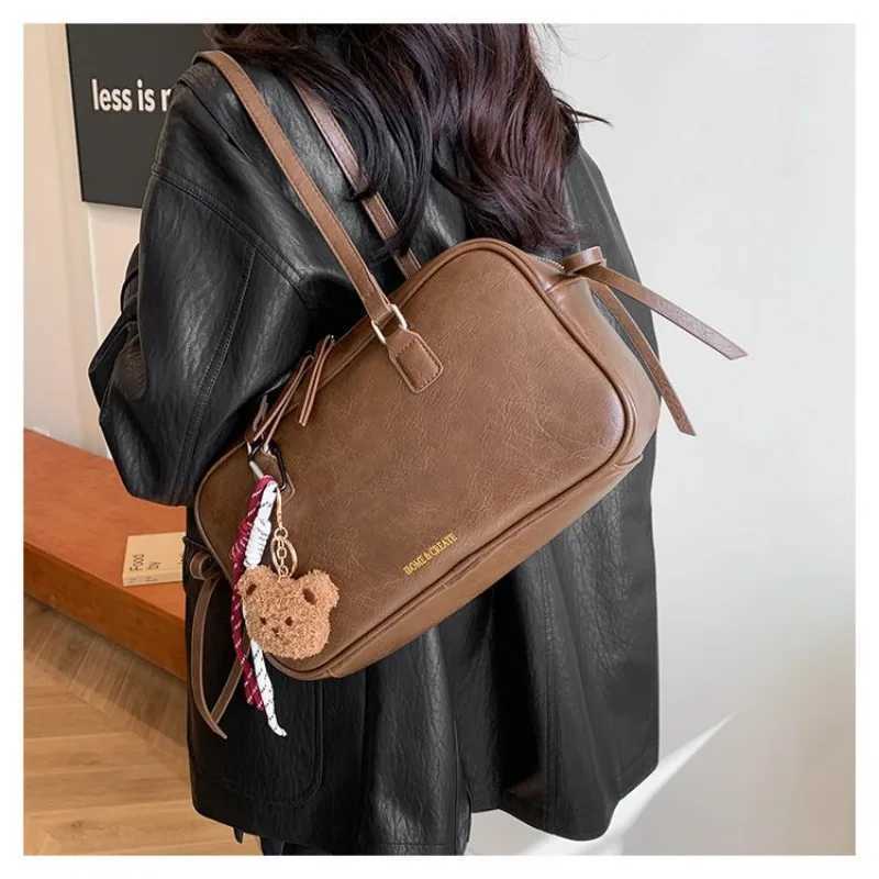 Womens large handbag high-quality new retro womens Pu leather Korean luxury designer womens handbag Y250319