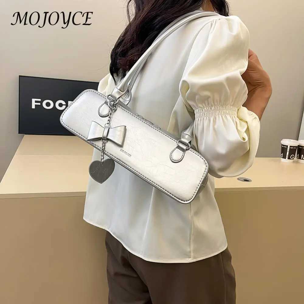Womens PU underwear bag fashionable shoulder bag solid color elegant homeless bag zipper with heart-shaped pendant fashionable shoulder bag Y250319
