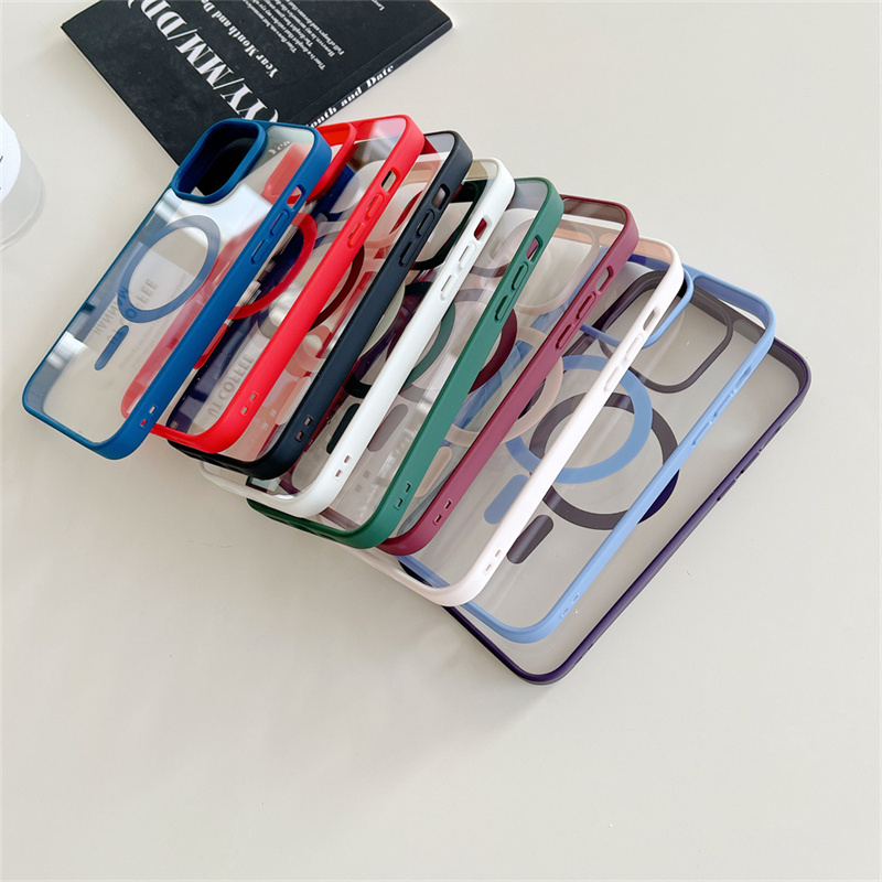 Matte Magnetic Case For iPhone 16 15 14 13 11 Pro Max XS XR 7 8 Plus SE4 Samsung S25 S24 S23 S22 Ultra Plus S24 S23 FE Magsafe Hard Transparent Cover 
