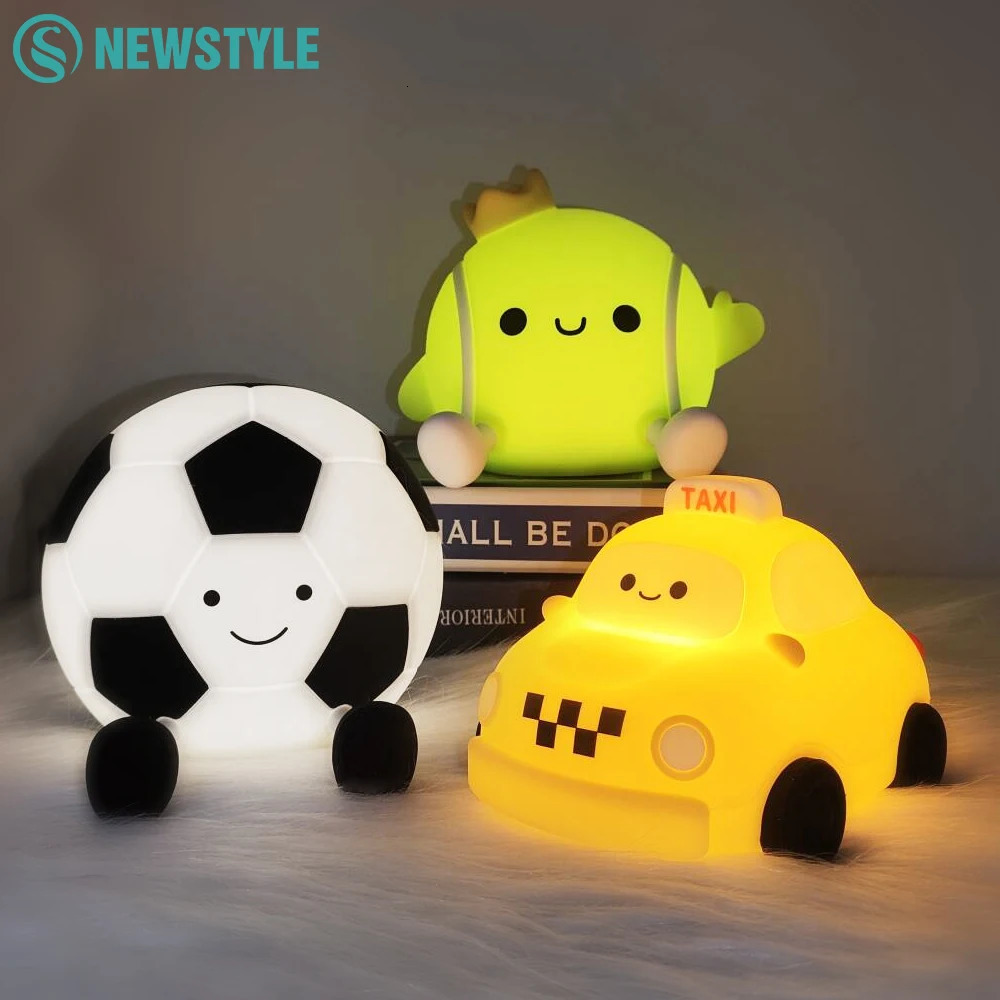 LED Tennis Night Light for Baby Nursery Toddler Fun Football Silicone Sleeping Light Rechargeable Bedside Touch Lamp For Room 250320