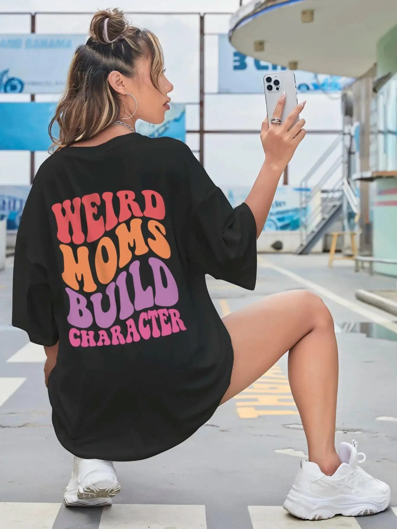 Weird Moms Build Character Letter Printed Plus Size Tee Women Fashion Prevalent T-shirts High Quality T Shirt Female Tshirt 250320