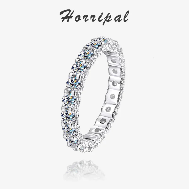 Full Diamond Moissanite Ring 925 Sterling Silver Plated 18K White Gold with Certificate Engagement Ring for Women Luxury Jewelry