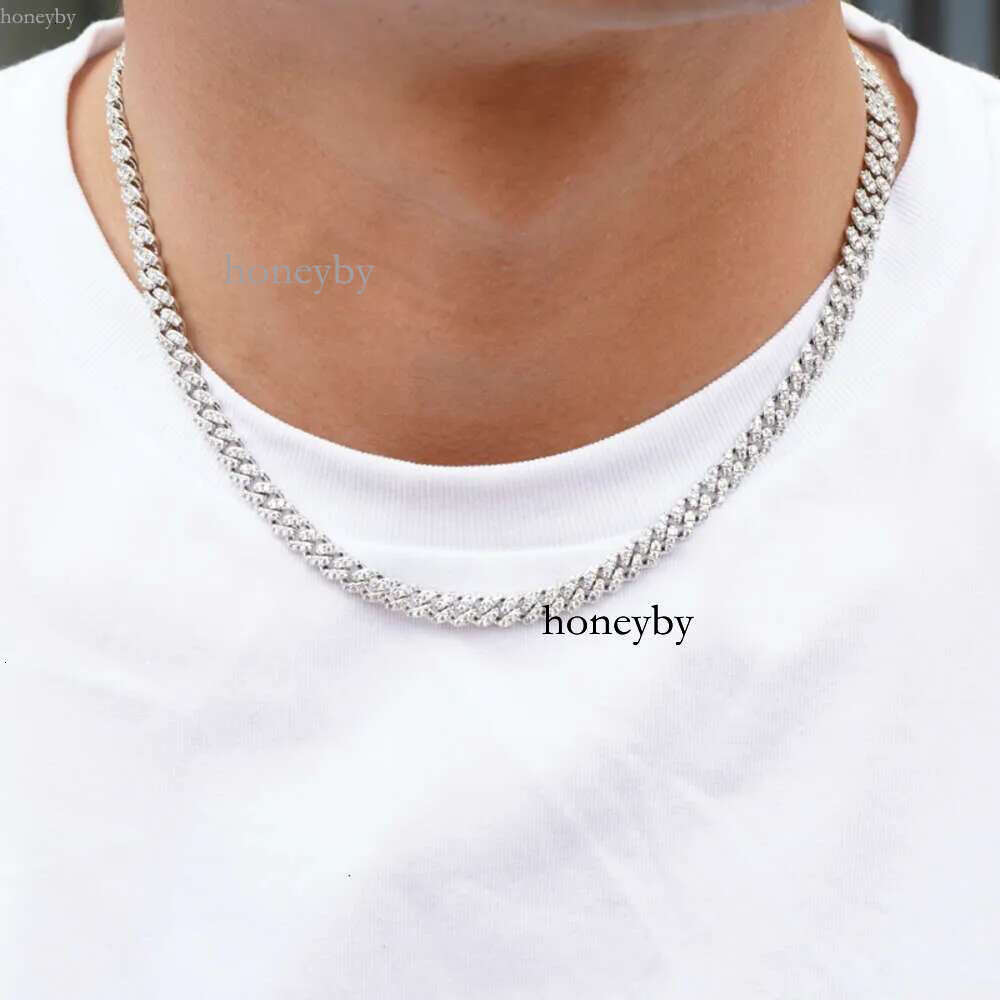 bracelet pendant necklaces fine jewelry 8mm VVS moissanite necklace cuban k sterg sier women men chain miami cubank