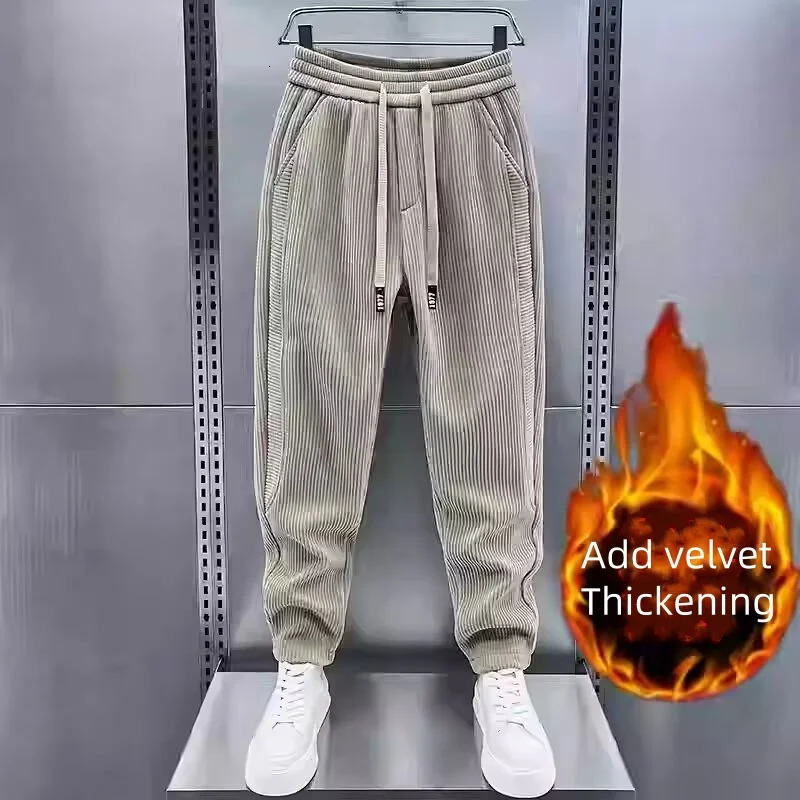 Mens plus size mens winter clothing loose pants gym Trouser sports tracking goods brush 250320