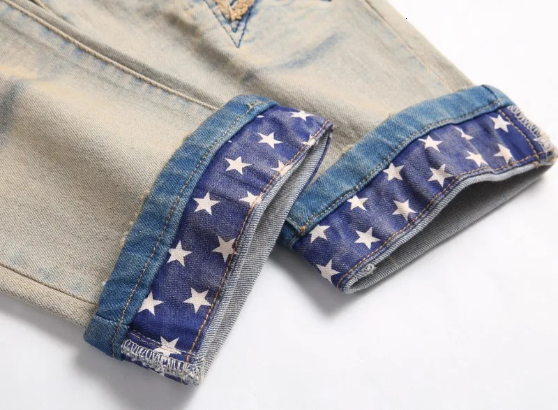 2024 Ripped Hole Destroyed Punk Hip Hop Jeans Mens Washed Vintage Brushed Stacked Denim Pants 250320