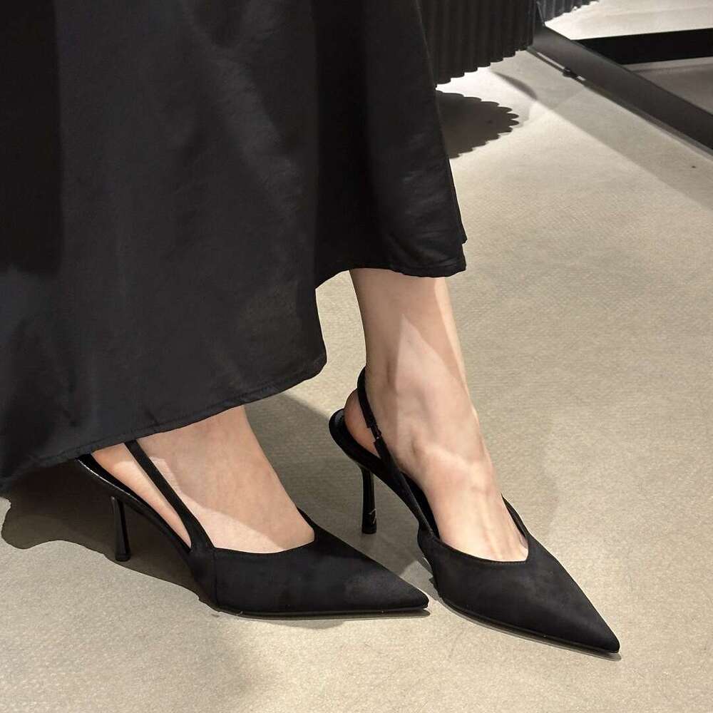 High Heel Suede Sexy Pointed High Heeled Shoes For Women In The Spring Of Paired Skirts And Slim Heels With A Stylish Toe Cap Sandals