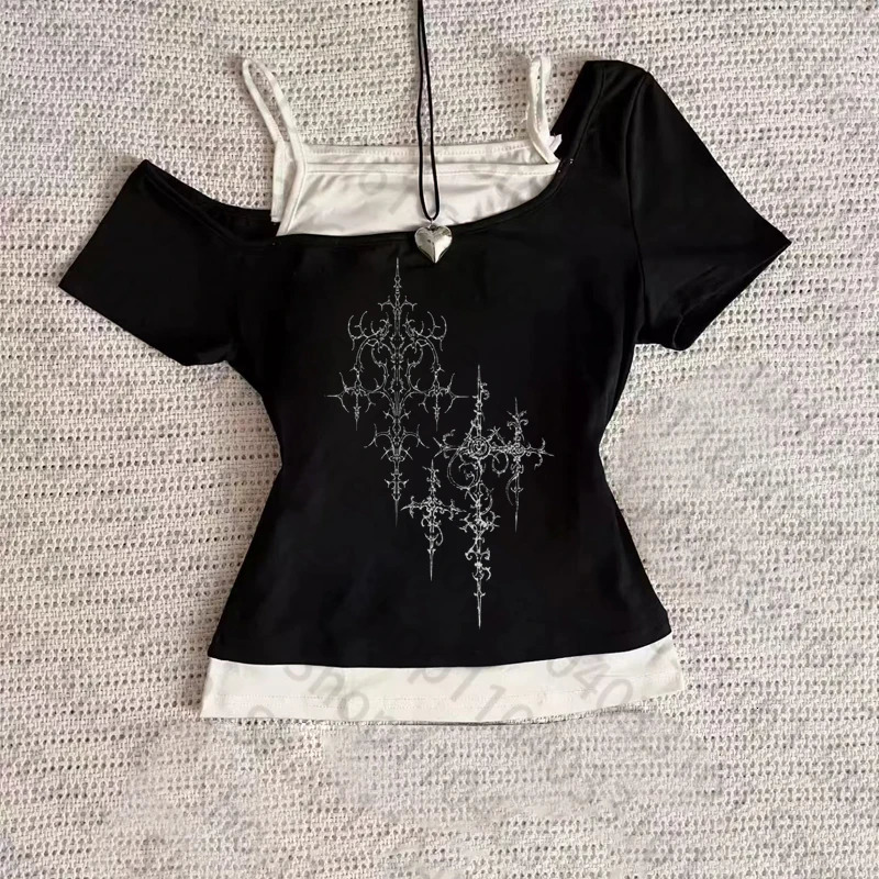 90s Clothes Vintage Clothing Female Graphic Tees Y2k Top for Women Kpop Graphic T Shirts Goth Woman T-shirts Womens Cropped Emo 250317