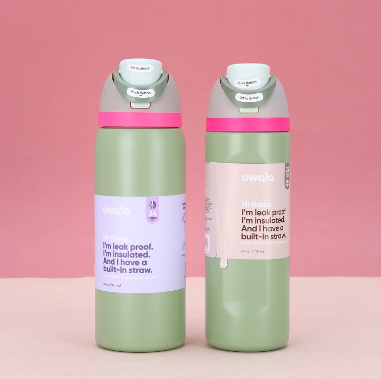 New 32Oz Owala Tumblers Insulated Mugs Stainless Steel Cups With Straw Bow Tie Flowers Print Bpa-Free Sports Water Bottle 24oz