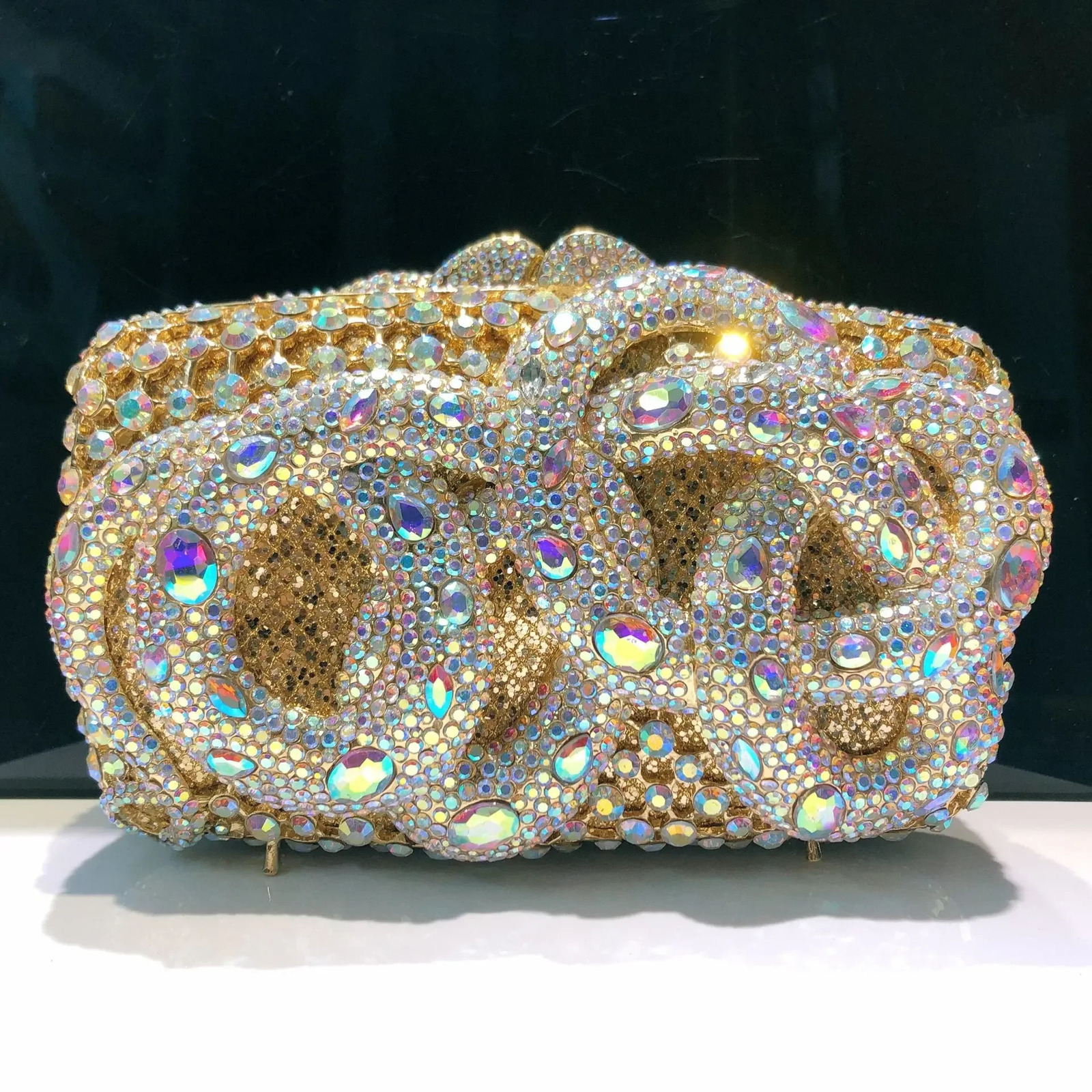 Womens Crystal GreenGoldSilver Evening Bag Party Cocktail Formal Dinner Diamond Clutch Wallet Wedding Handbag 250320