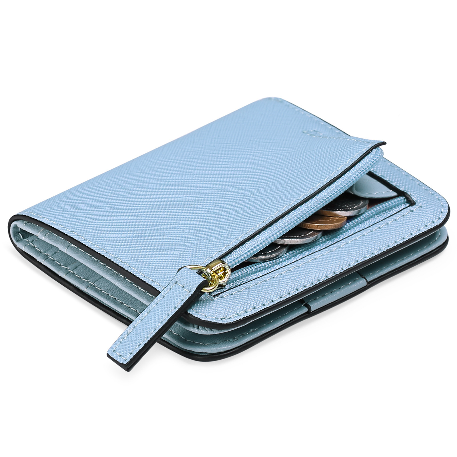 2025S Trend Designer Women S Short Thin Fold PU Cross Pattern Change Bag Style RFID Wallet