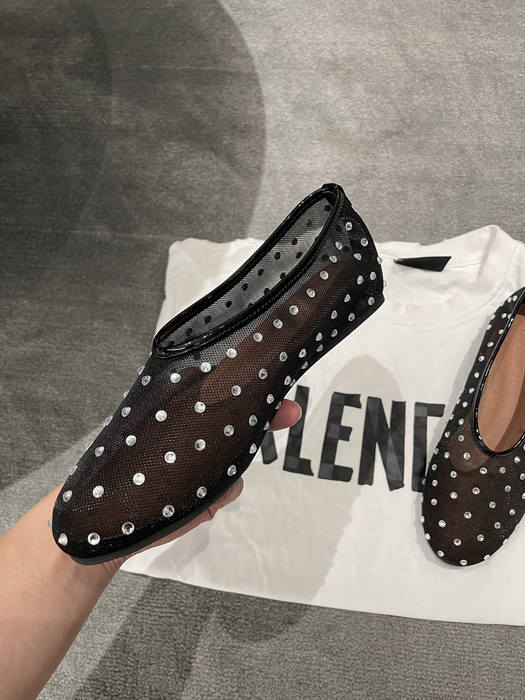 New spring and summer fashion round-toe rhinestone Mary Jane flat shoes for women comfortable ballet dancing shoes