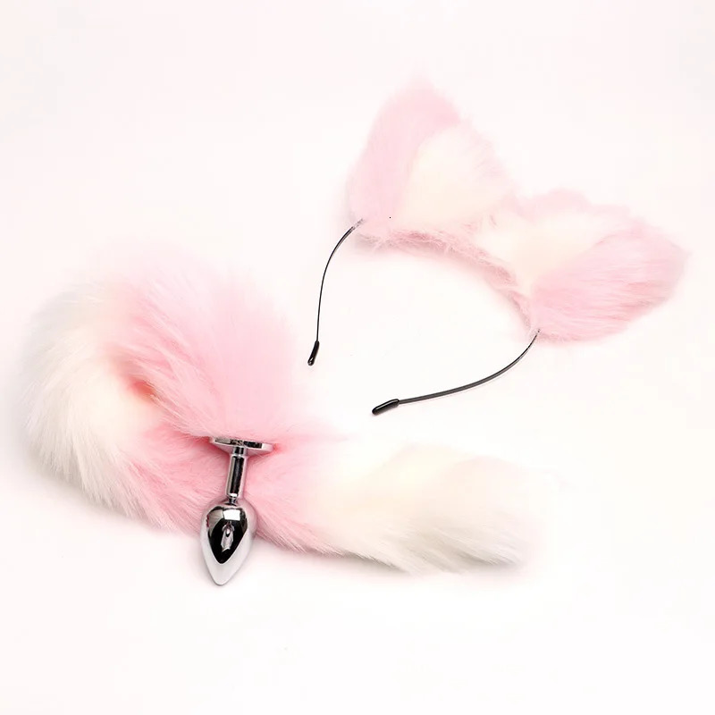 40cm Fox Tail Anal Plug Sexy Plush Cat Ears Headbands Set Butt Plug Tail Erotic Cosplay Sex Toys for Women Anal Masturbating 250320