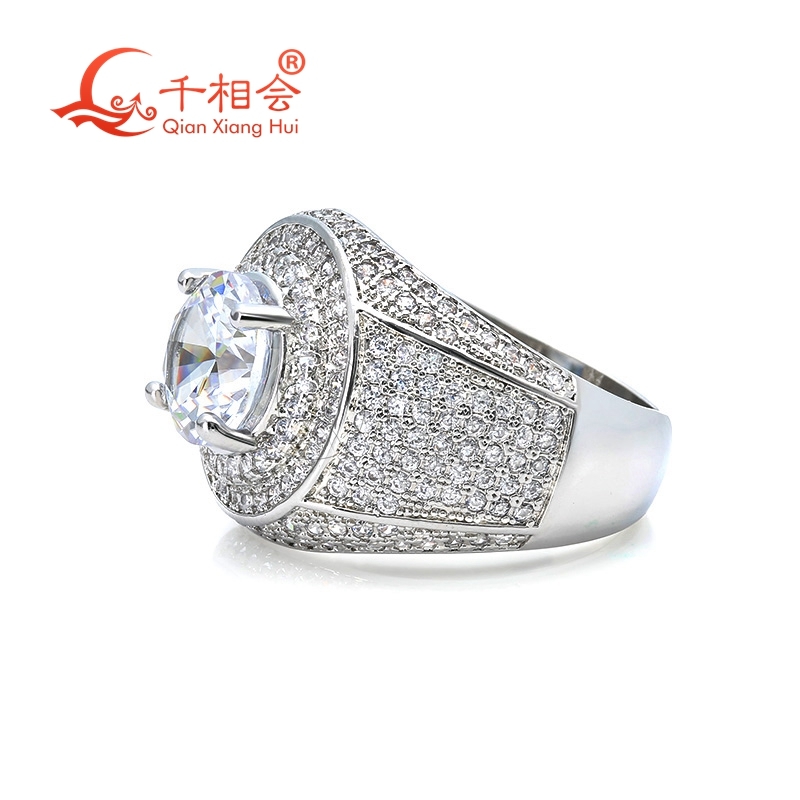 2ct 8mm round Moissanite Half Eternity Band 15.5m Ring Sterling 925 Silver Diamonds Engagement Wedding Jewelry for Men And Women